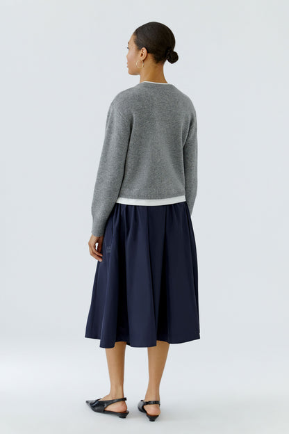 Oui Steel Grey Mock Layered Jumper