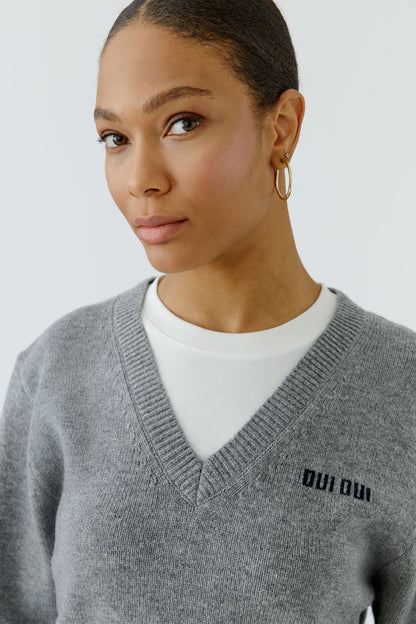 Oui Steel Grey Mock Layered Jumper