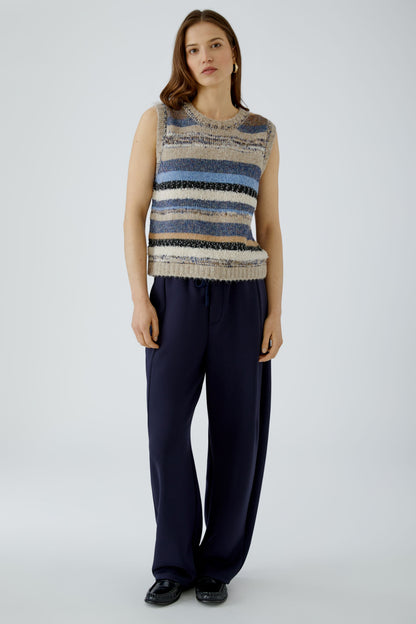 Oui Light Brown/Blue Stripe Slipover