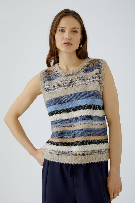 Oui Light Brown/Blue Stripe Slipover