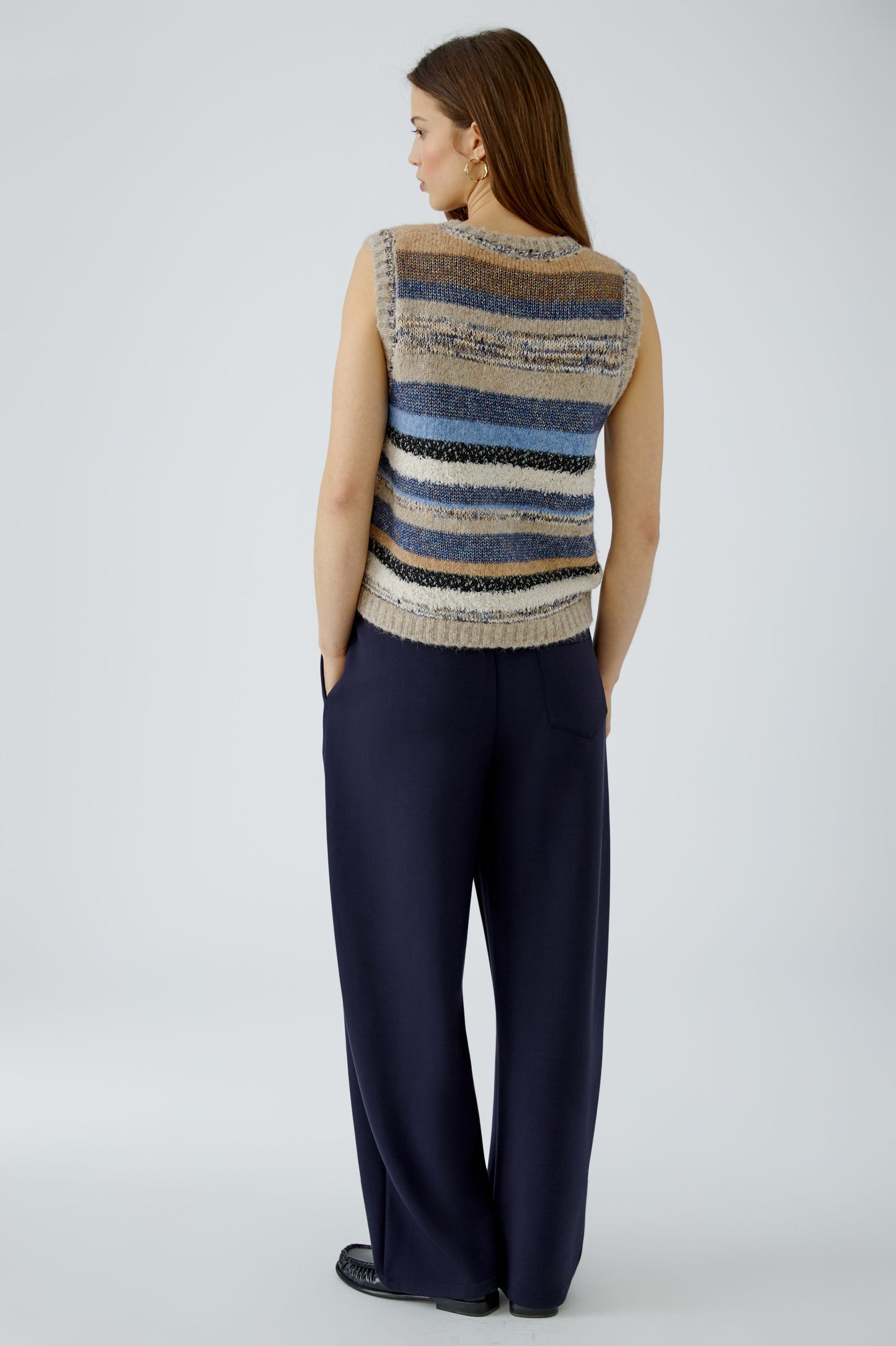 Oui Light Brown/Blue Stripe Slipover