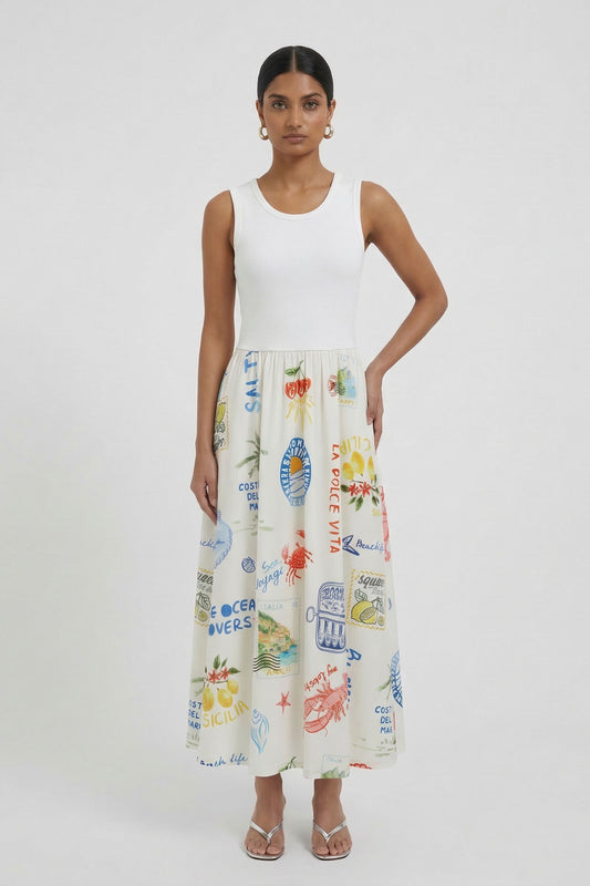 Oui White/Red Beach Life Dress