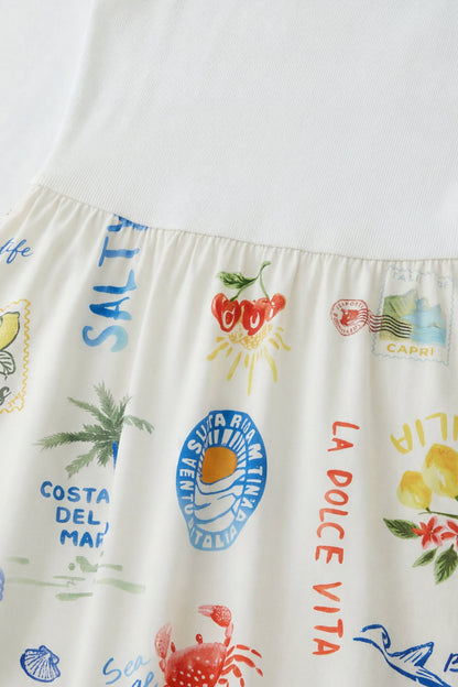 Oui White/Red Beach Life Dress