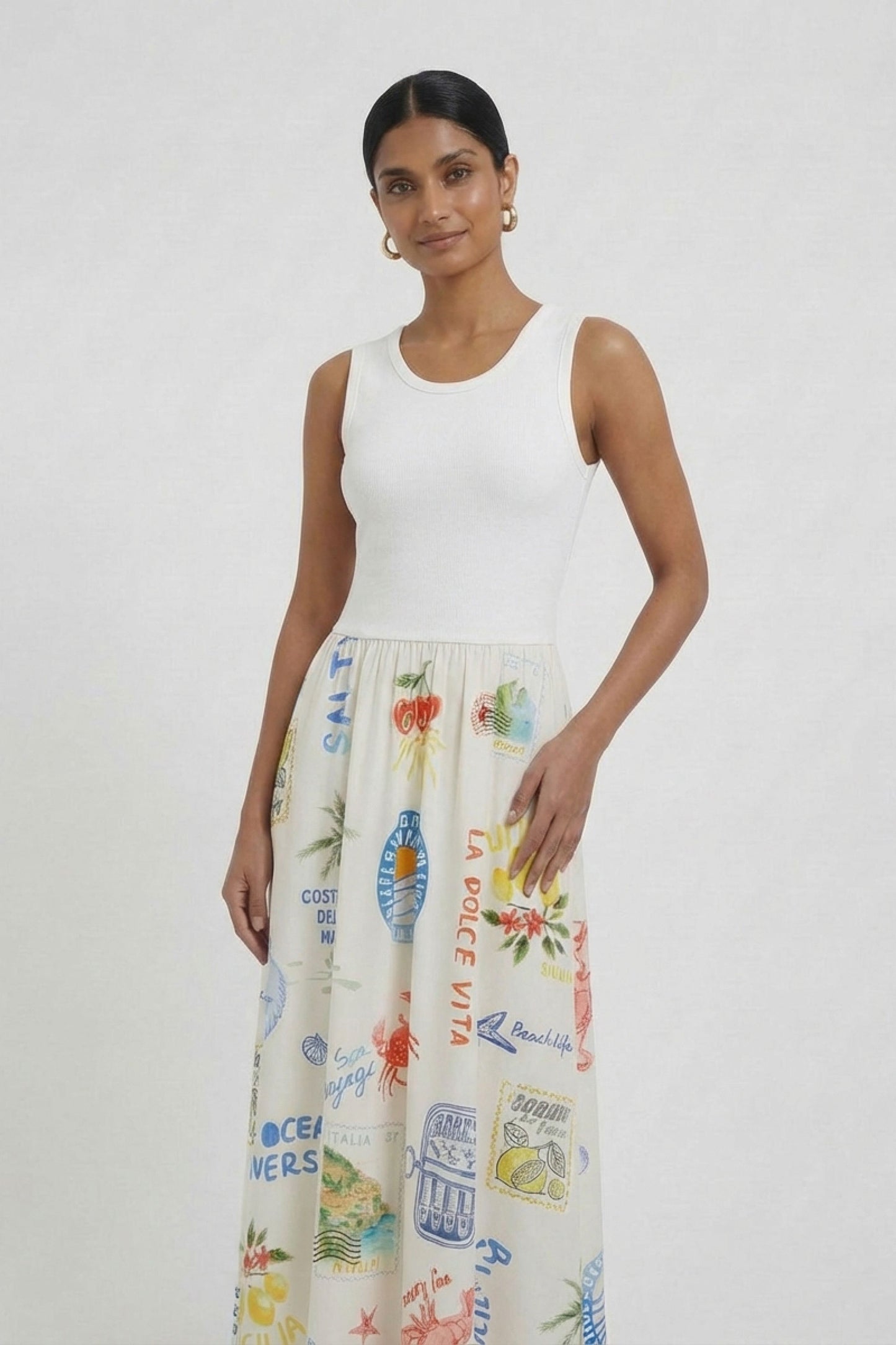 Oui White/Red Beach Life Dress