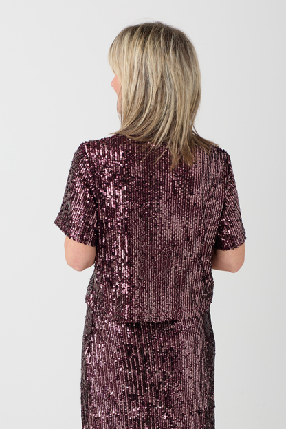 Oui Bramble Berry Sequin Top