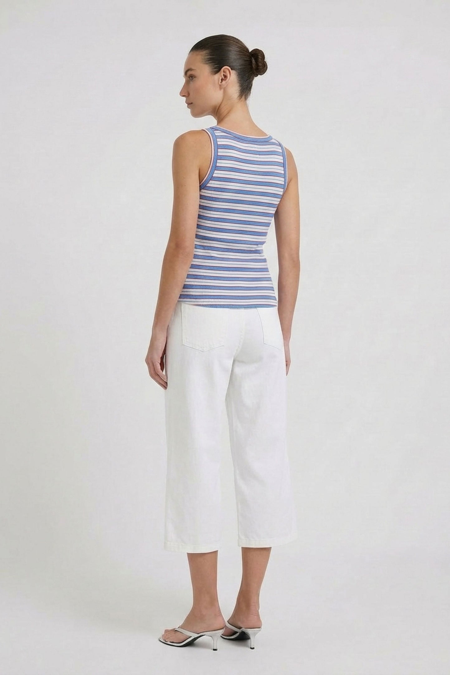 Oui Light Blue/Rose Stripe Vest Top