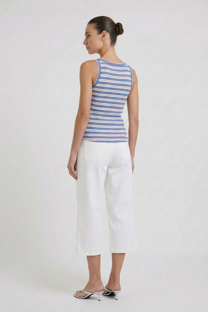 Oui Light Blue/Rose Stripe Vest Top
