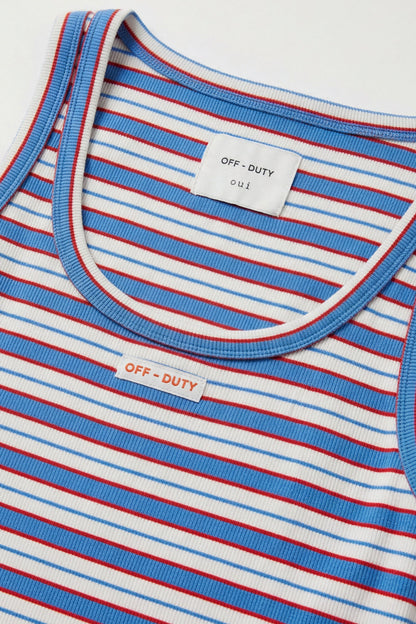 Oui Light Blue/Rose Stripe Vest Top