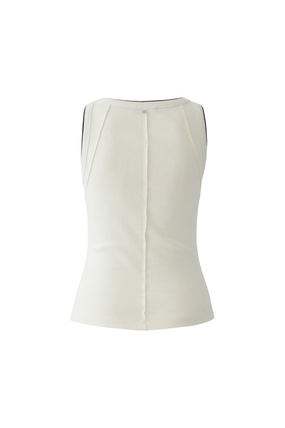 Oui Cream / Black Vest Top