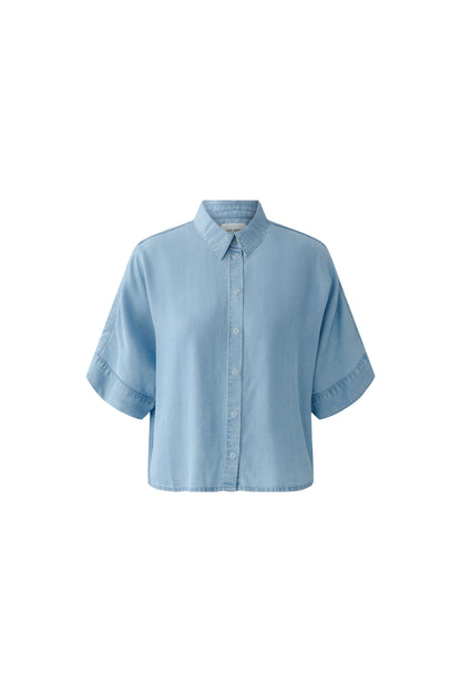 Oui Light Blue Denim SS Blouse