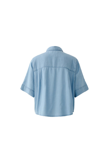 Oui Light Blue Denim SS Blouse