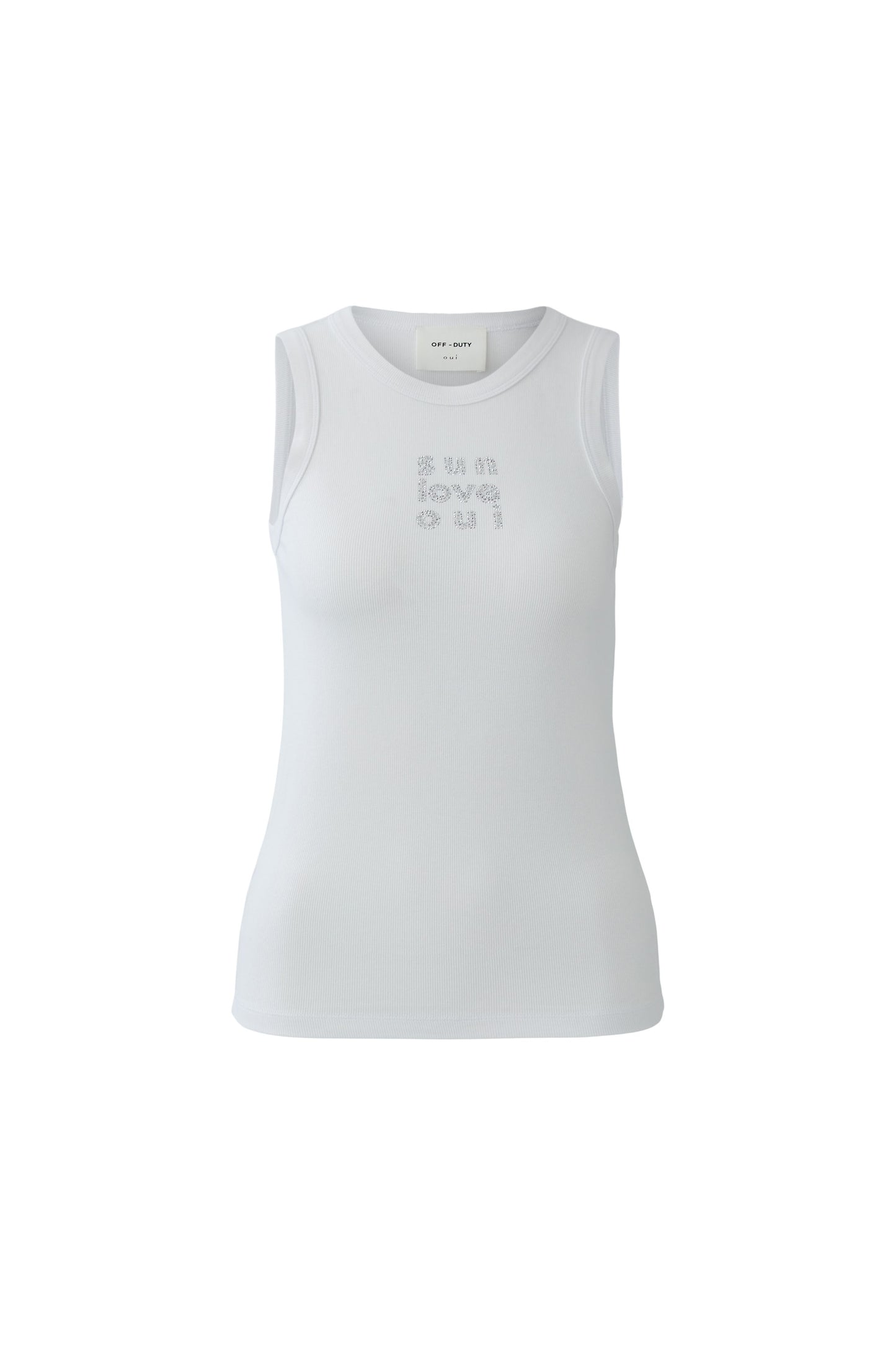 Oui White/Off White Embellished Vest Top