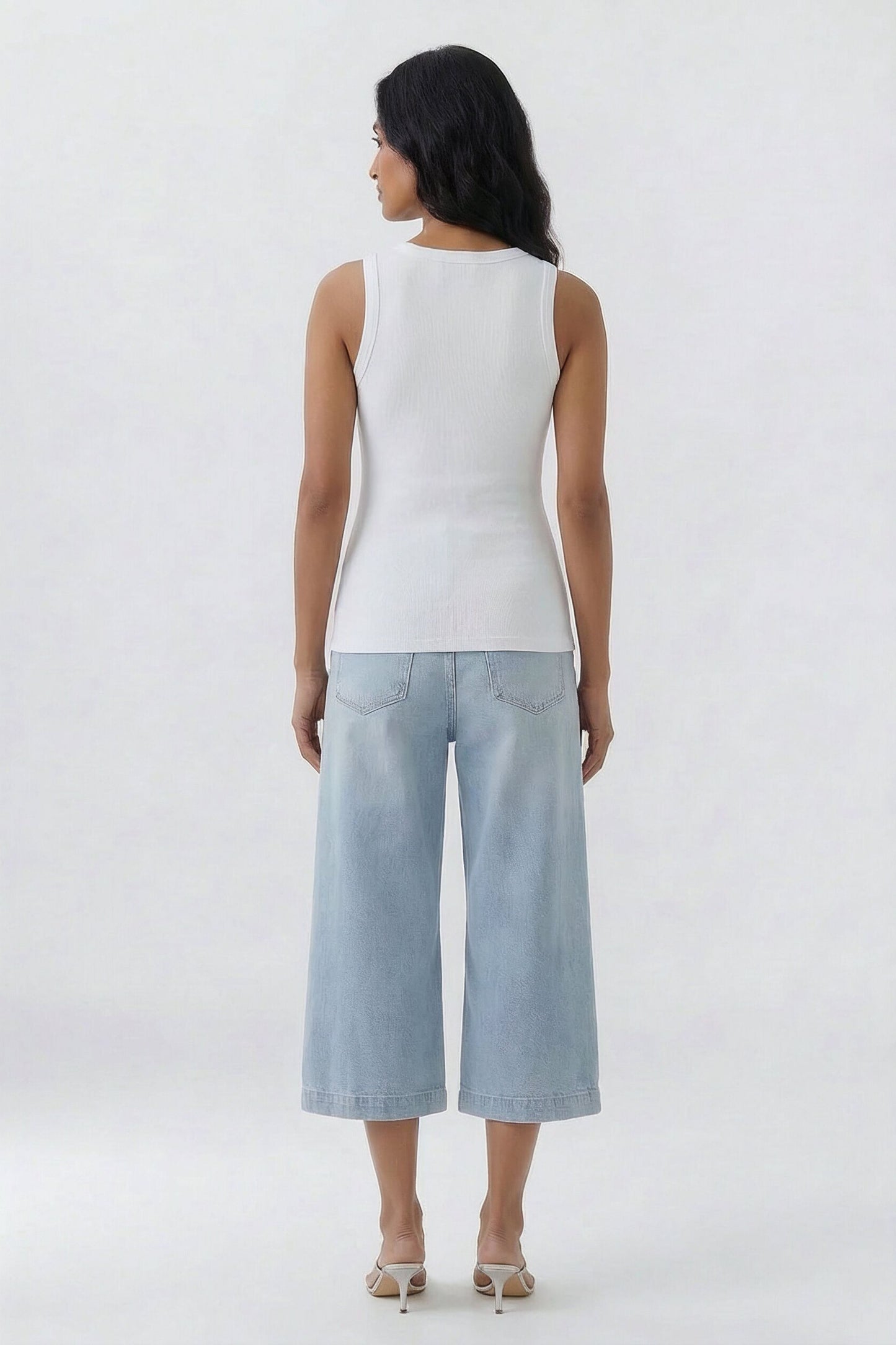 Oui White/Off White Embellished Vest Top