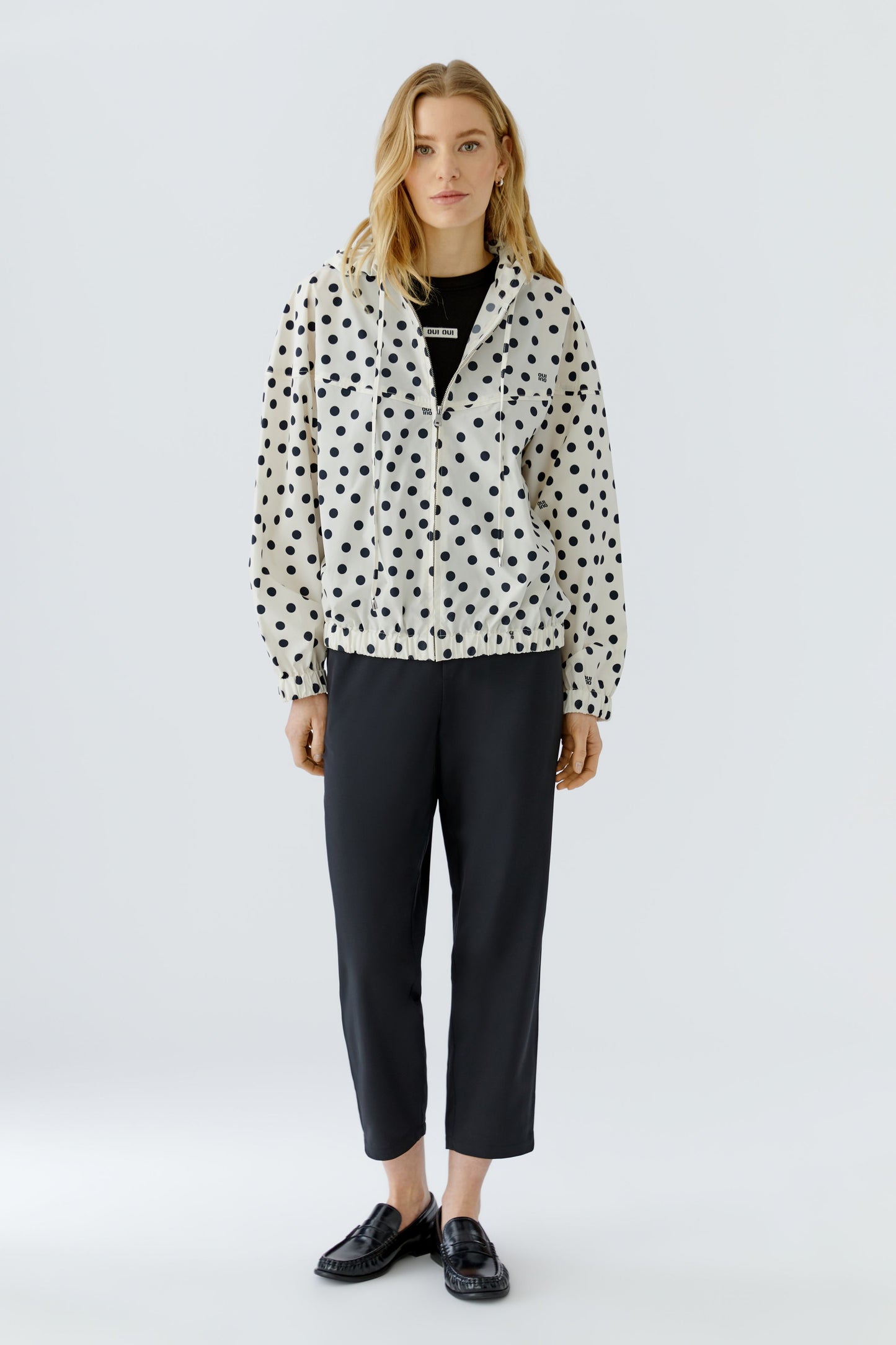 Oui Cream /Black Spot Hooded Jacket