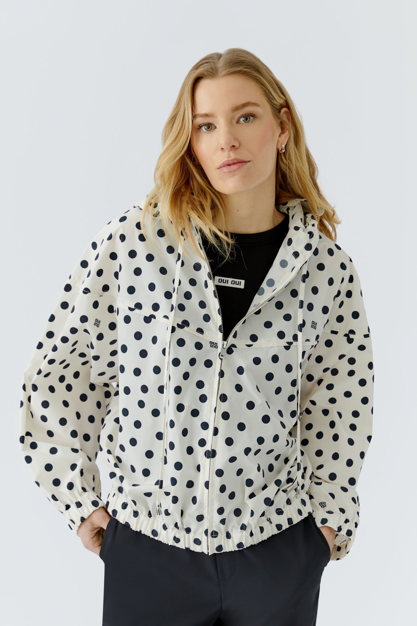 Oui Cream /Black Spot Hooded Jacket