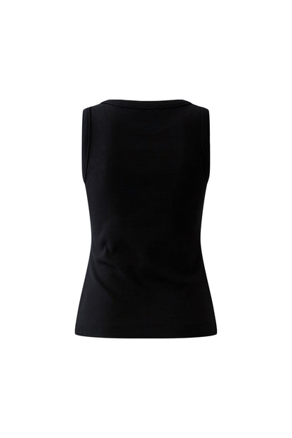 Oui Black Ribbed Vest Top