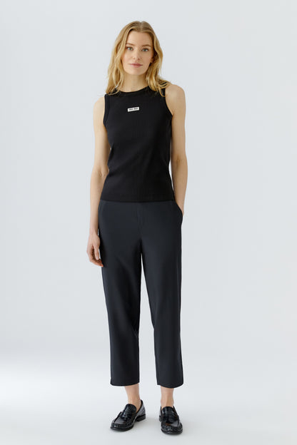 Oui Black Ribbed Vest Top