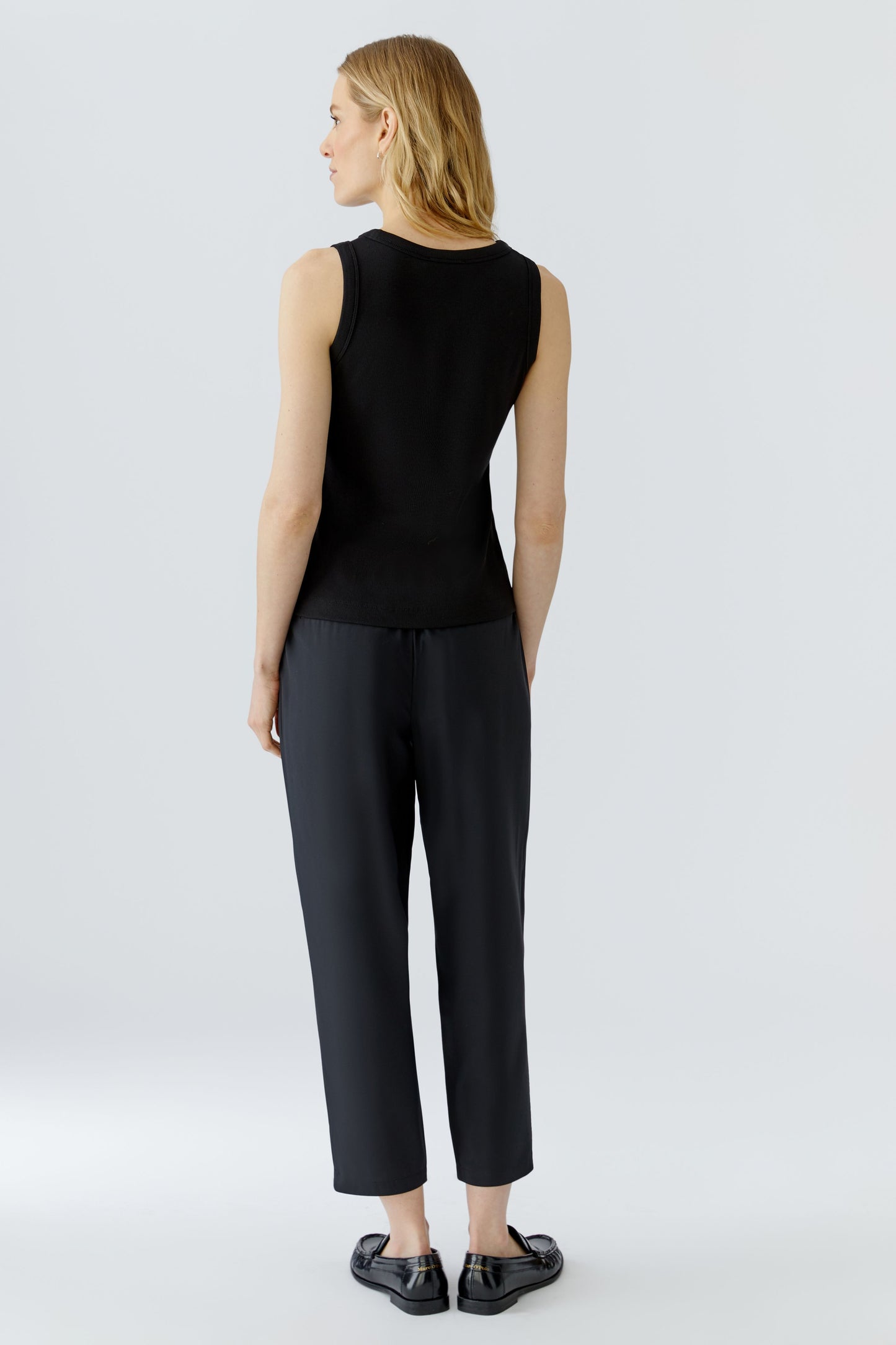 Oui Black Ribbed Vest Top
