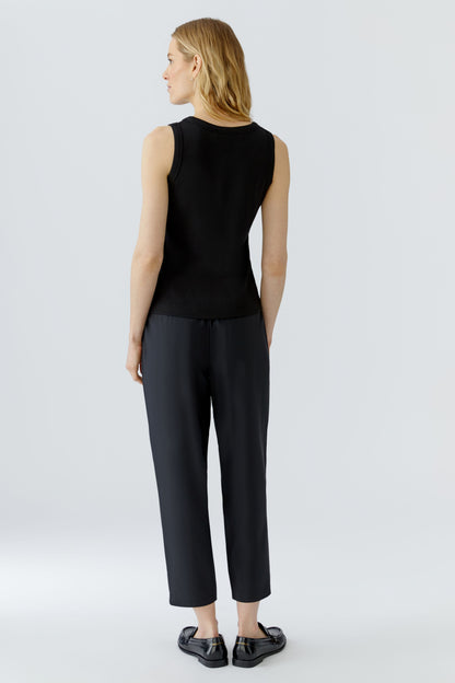Oui Black Ribbed Vest Top