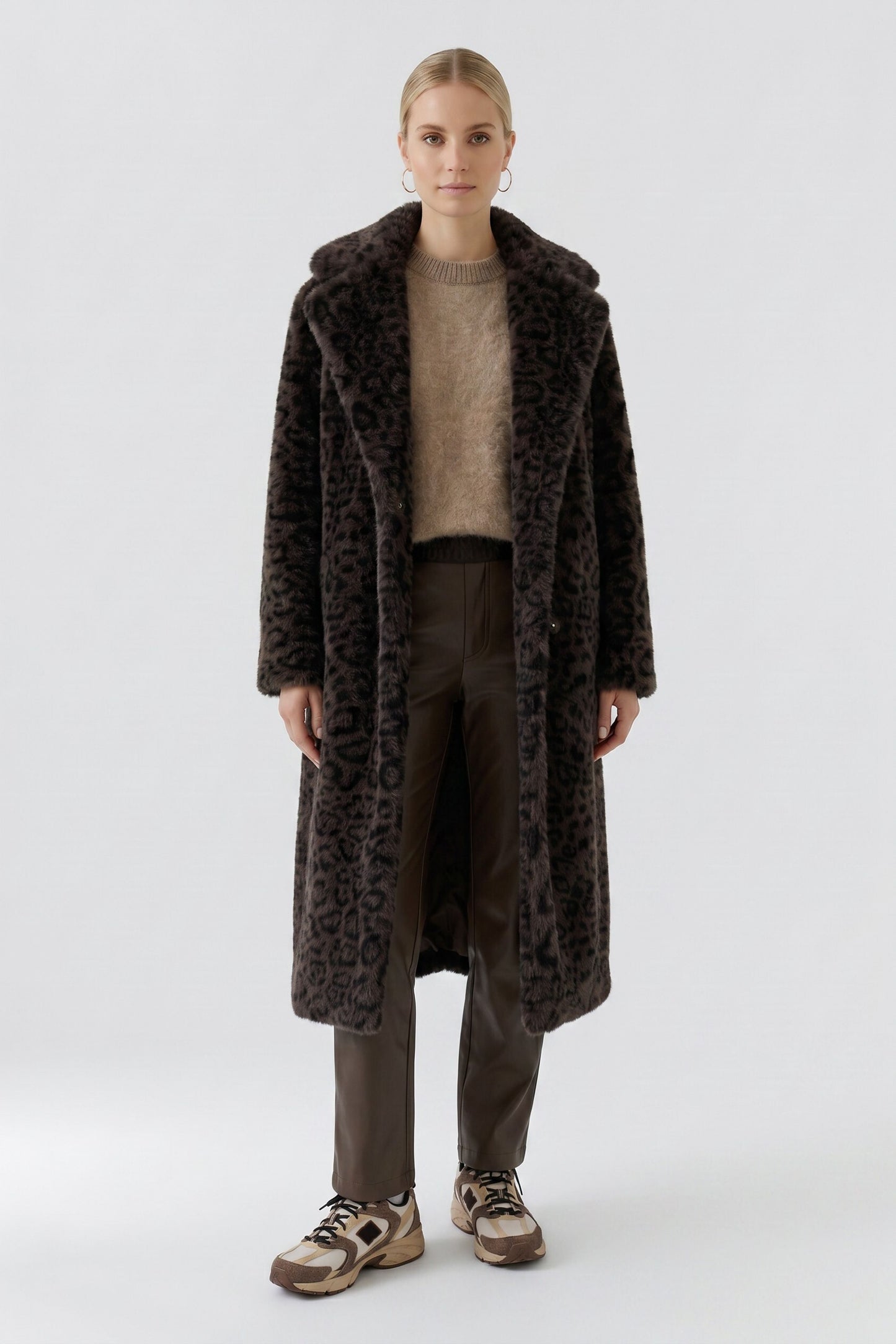 Oui Dk Brown/Grey/Black Animal Coat