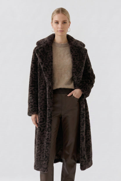 Oui Dk Brown/Grey/Black Animal Coat