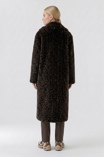 Oui Dk Brown/Grey/Black Animal Coat