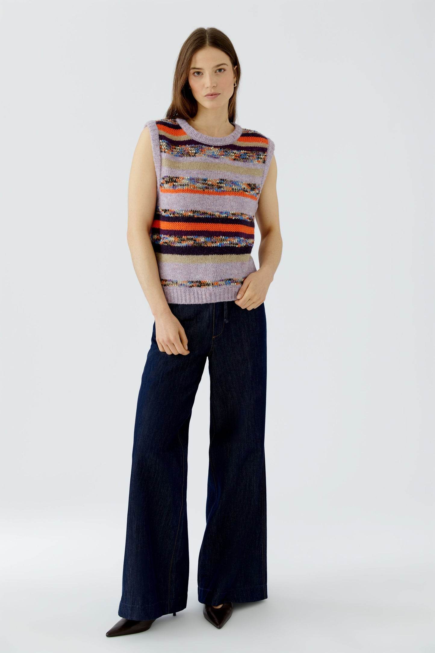 Oui Lilac/Camel Stripe Slipover