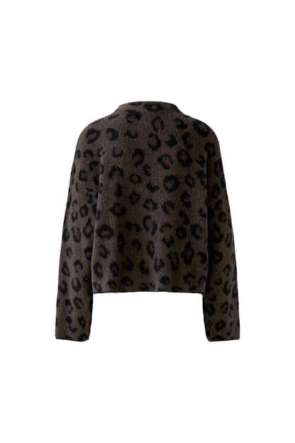 Oui Dark Brown/Grey/Black Leopard Jumper