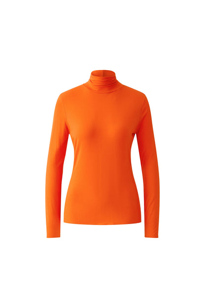 Oui Orangeade Long Sleeve Roll Neck Top