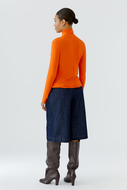 Oui Orangeade Long Sleeve Roll Neck Top