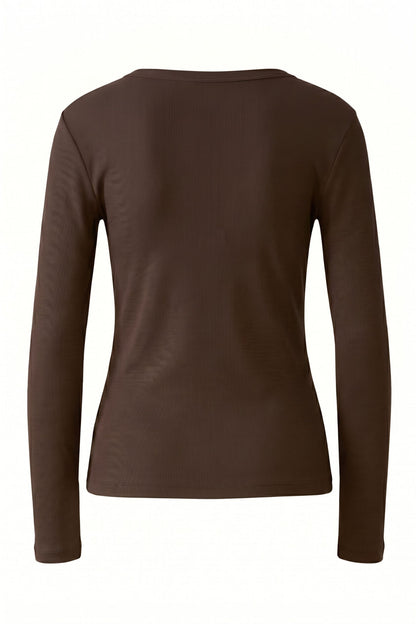 Oui Mulch Long Sleeve Ribbed Top