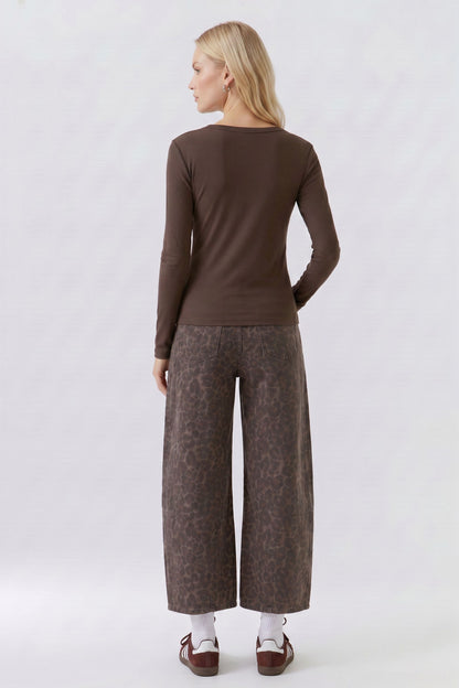 Oui Mulch Long Sleeve Ribbed Top