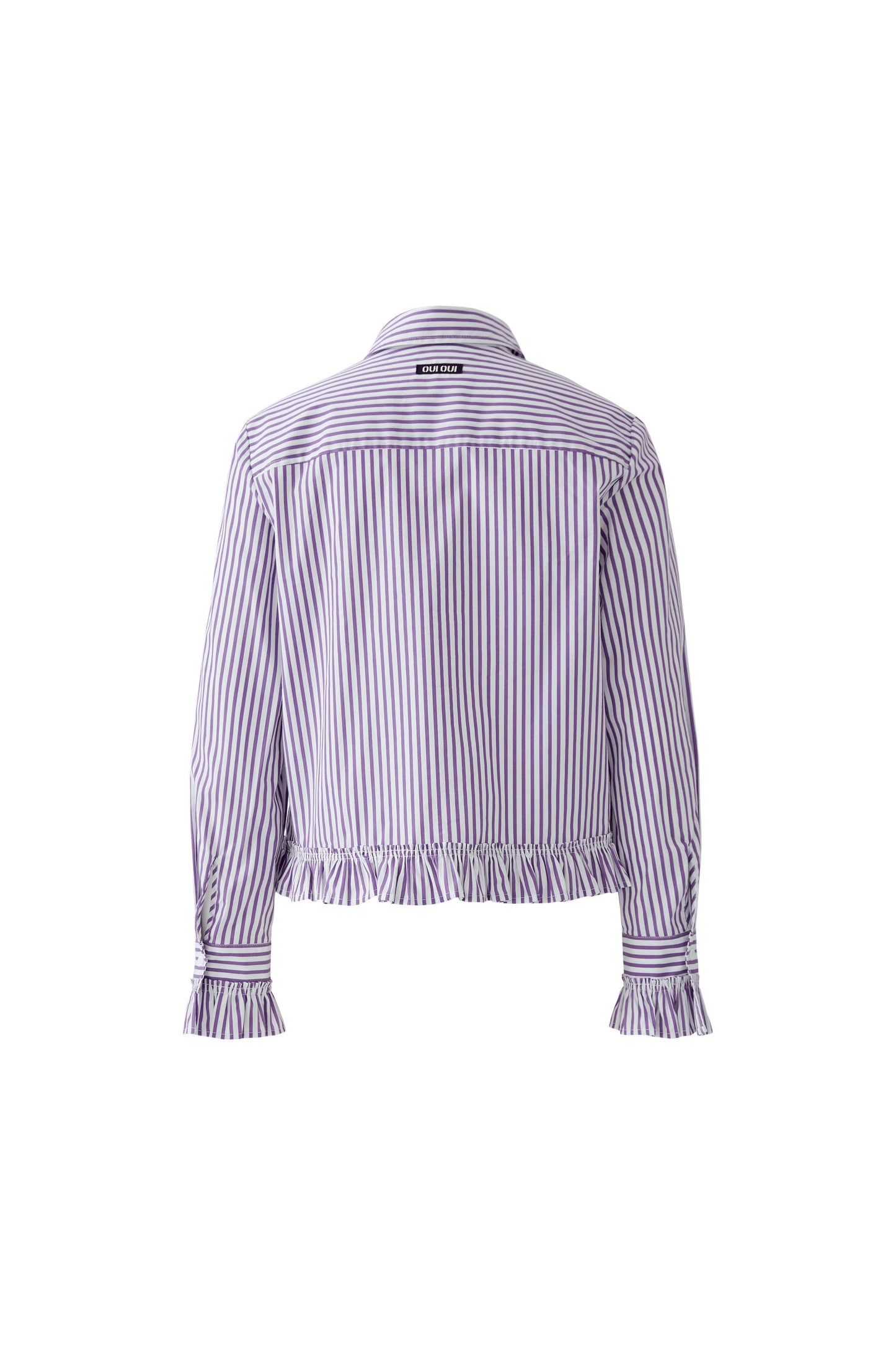Oui White/Violet Stripe Ruffle Shirt