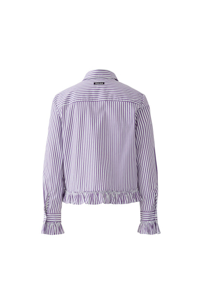 Oui White/Violet Stripe Ruffle Shirt