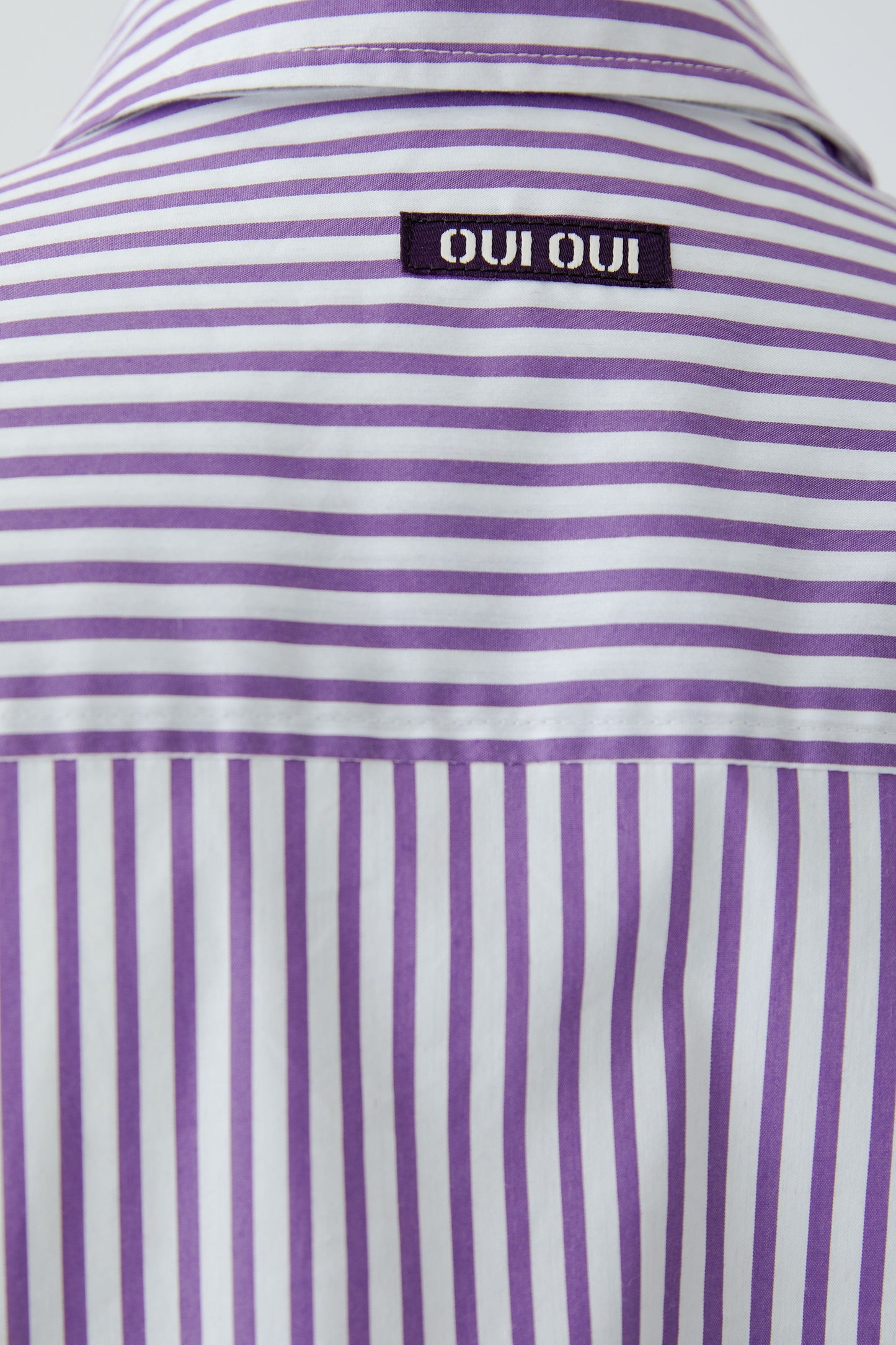 Oui White/Violet Stripe Ruffle Shirt