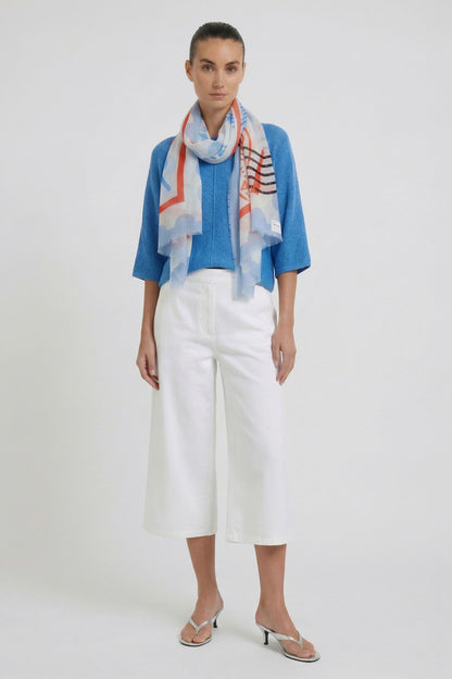 Oui White/Blue Salty Air Scarf