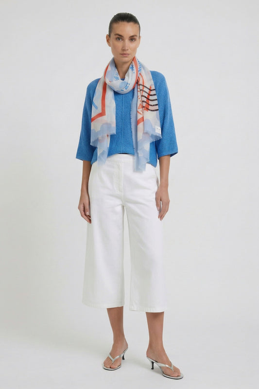 Oui White/Blue Salty Air Scarf