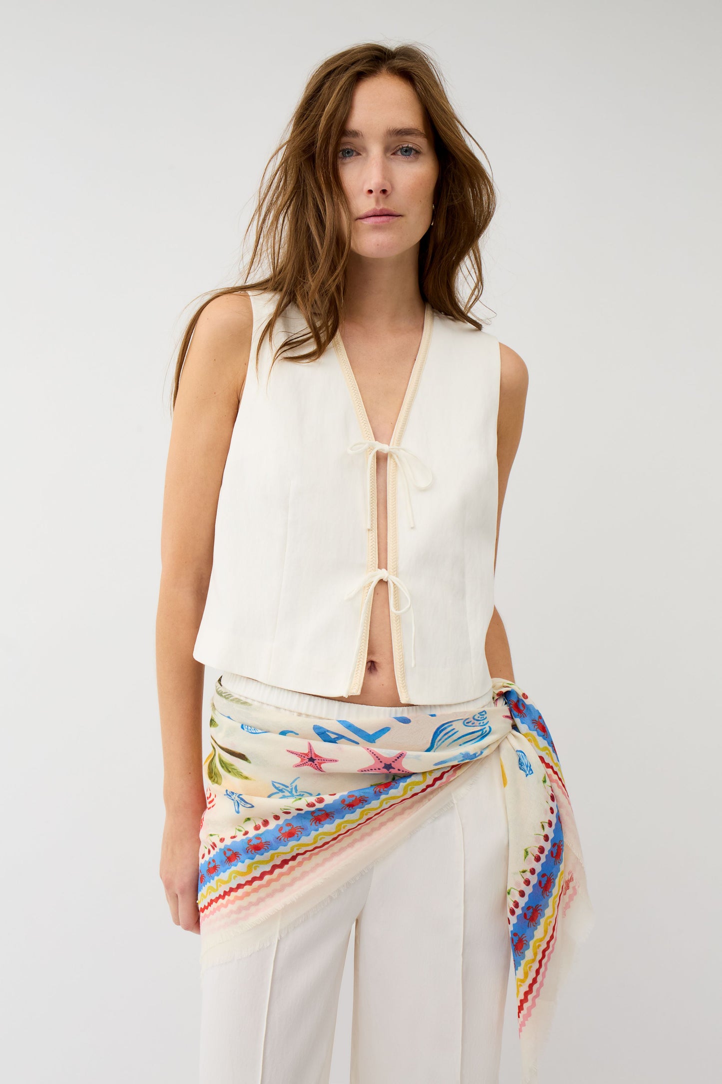 Oui White/Red Cherie Scarf