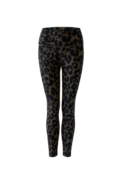 Oui Dark Brown/Grey/Black Leopard Leggings