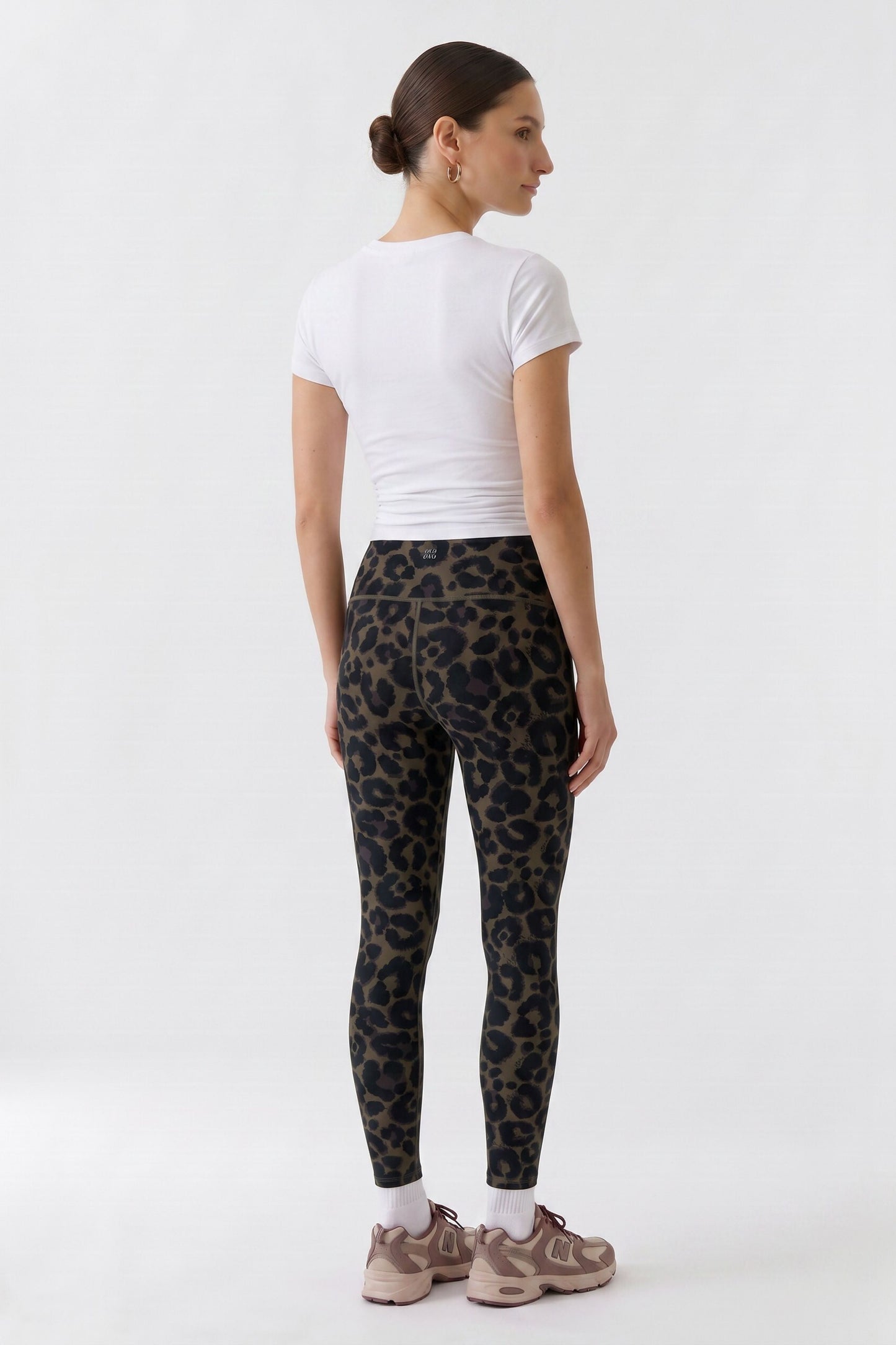 Oui Dark Brown/Grey/Black Leopard Leggings