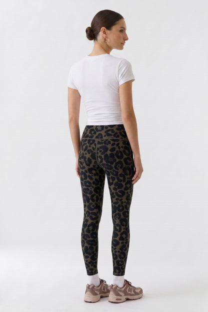 Oui Dark Brown/Grey/Black Leopard Leggings