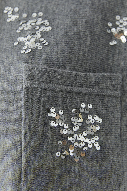Oui Grey Embellished Knitted Shirt