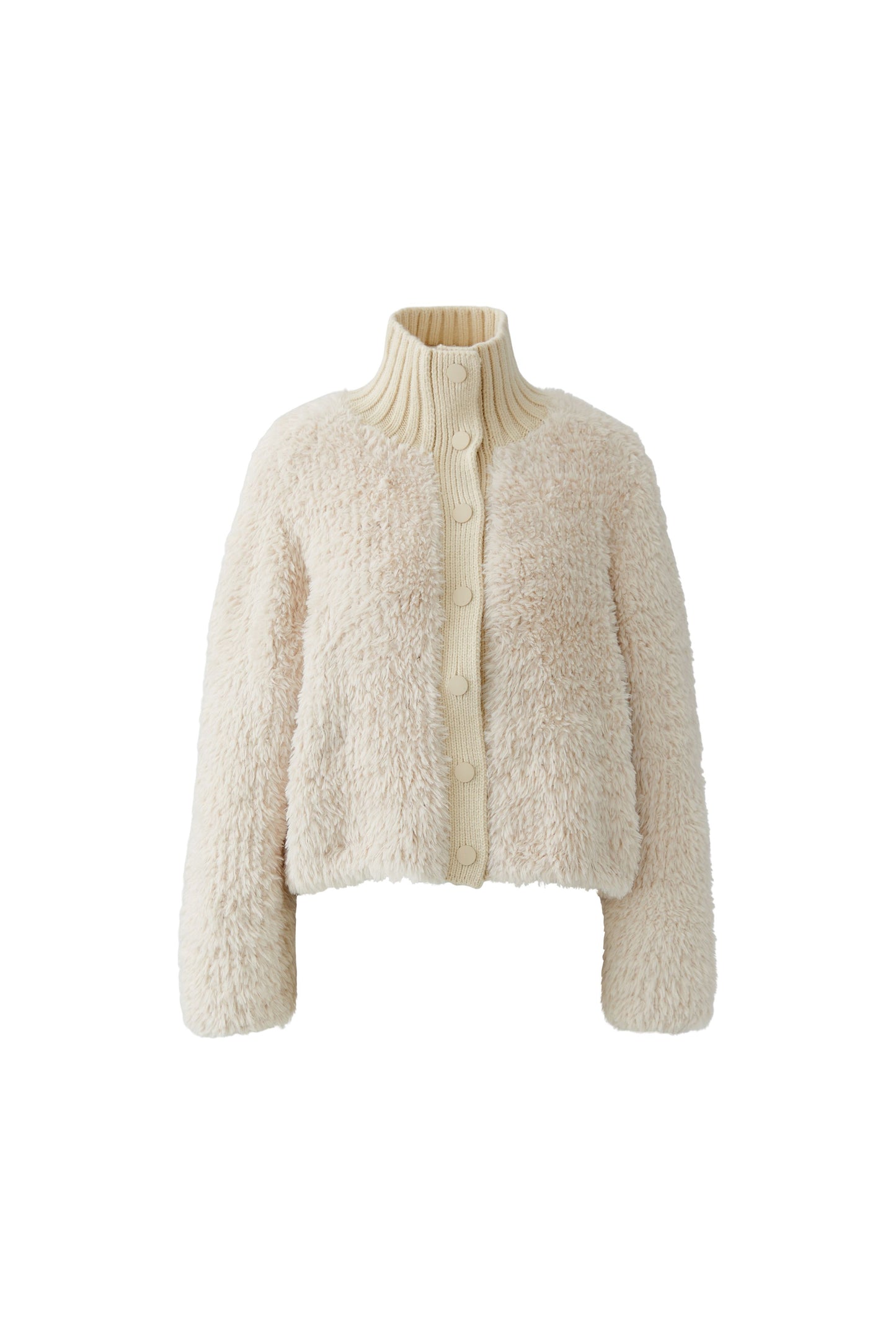 Oui Whitecap Gray Knitted Fur Cardigan