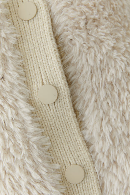 Oui Whitecap Gray Knitted Fur Cardigan