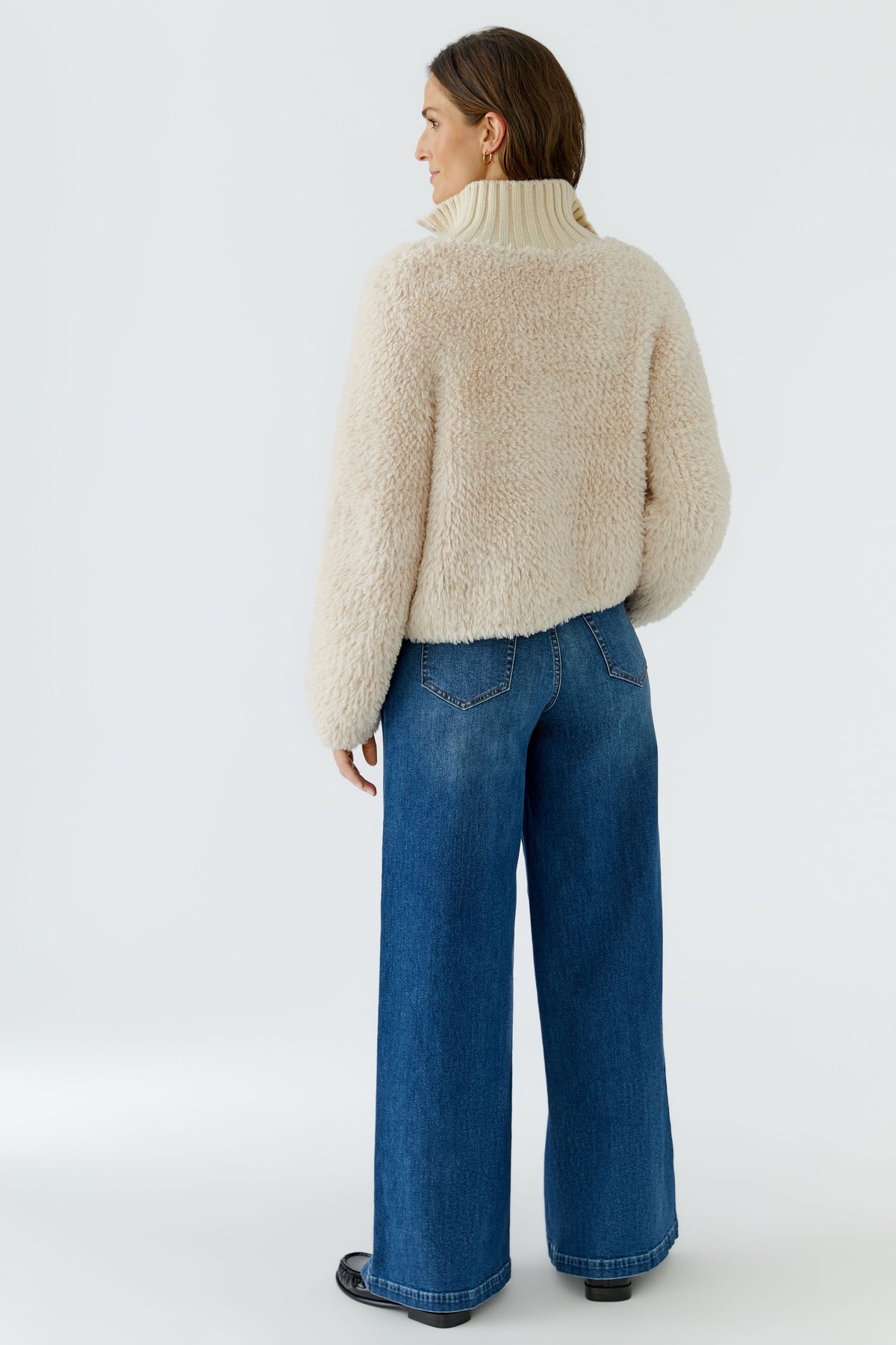 Oui Whitecap Gray Knitted Fur Cardigan