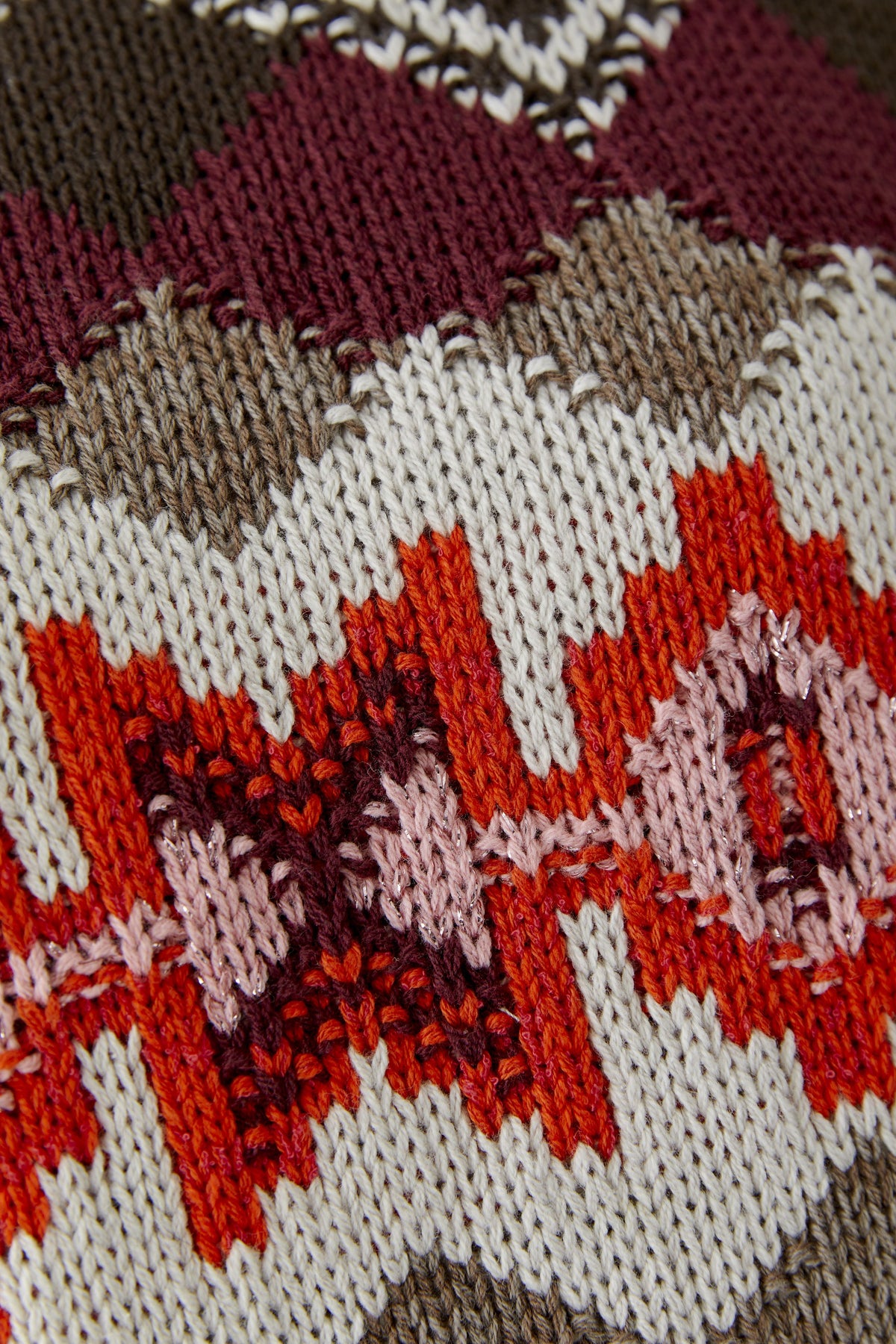 Oui Dark Red/Taupe Diamond Pattern Jumper