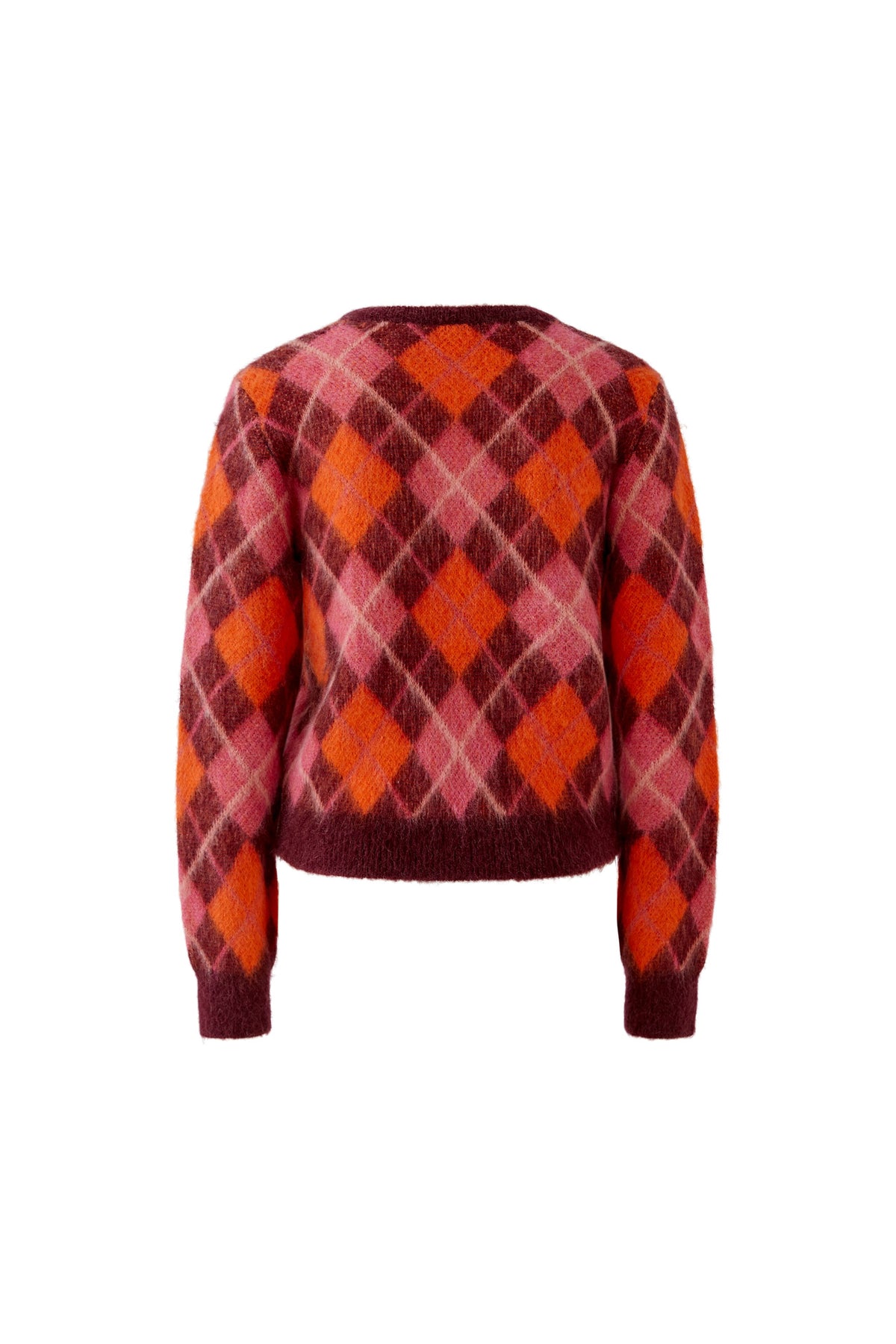 Oui Dark Red/Orange Argyle Pattern Jumper