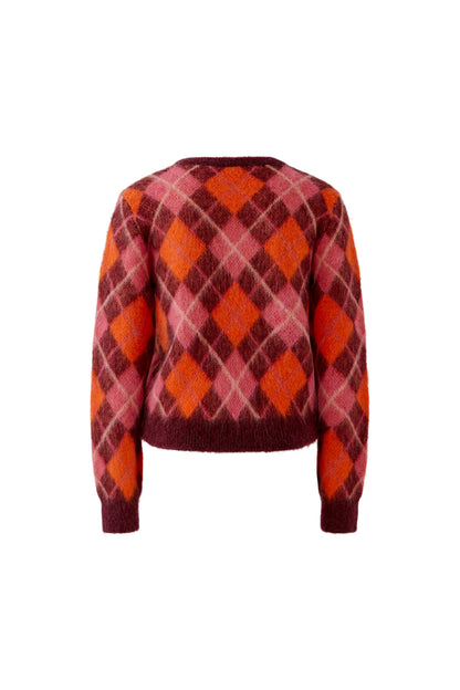 Oui Dark Red/Orange Argyle Pattern Jumper