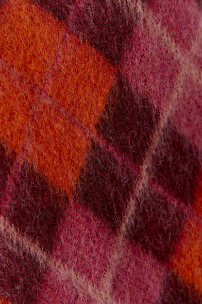 Oui Dark Red/Orange Argyle Pattern Jumper