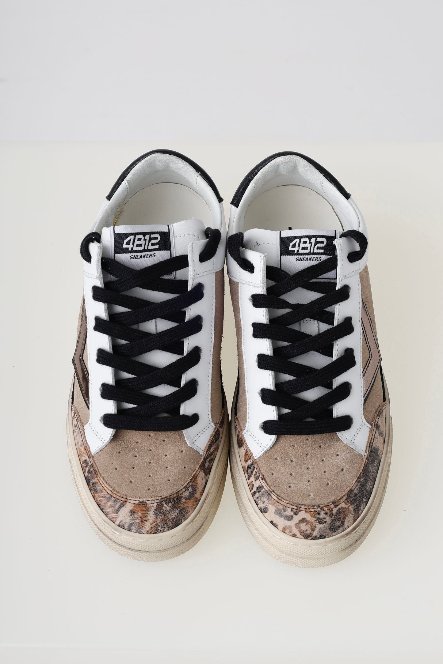 4B12 Kyle Beige/Animal/Black Trainers
